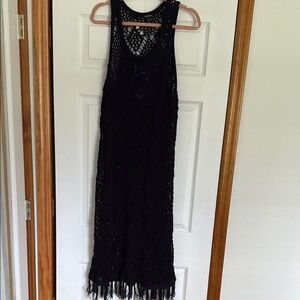 Torrid Black Swim Coverup with Elegant Crochet Design